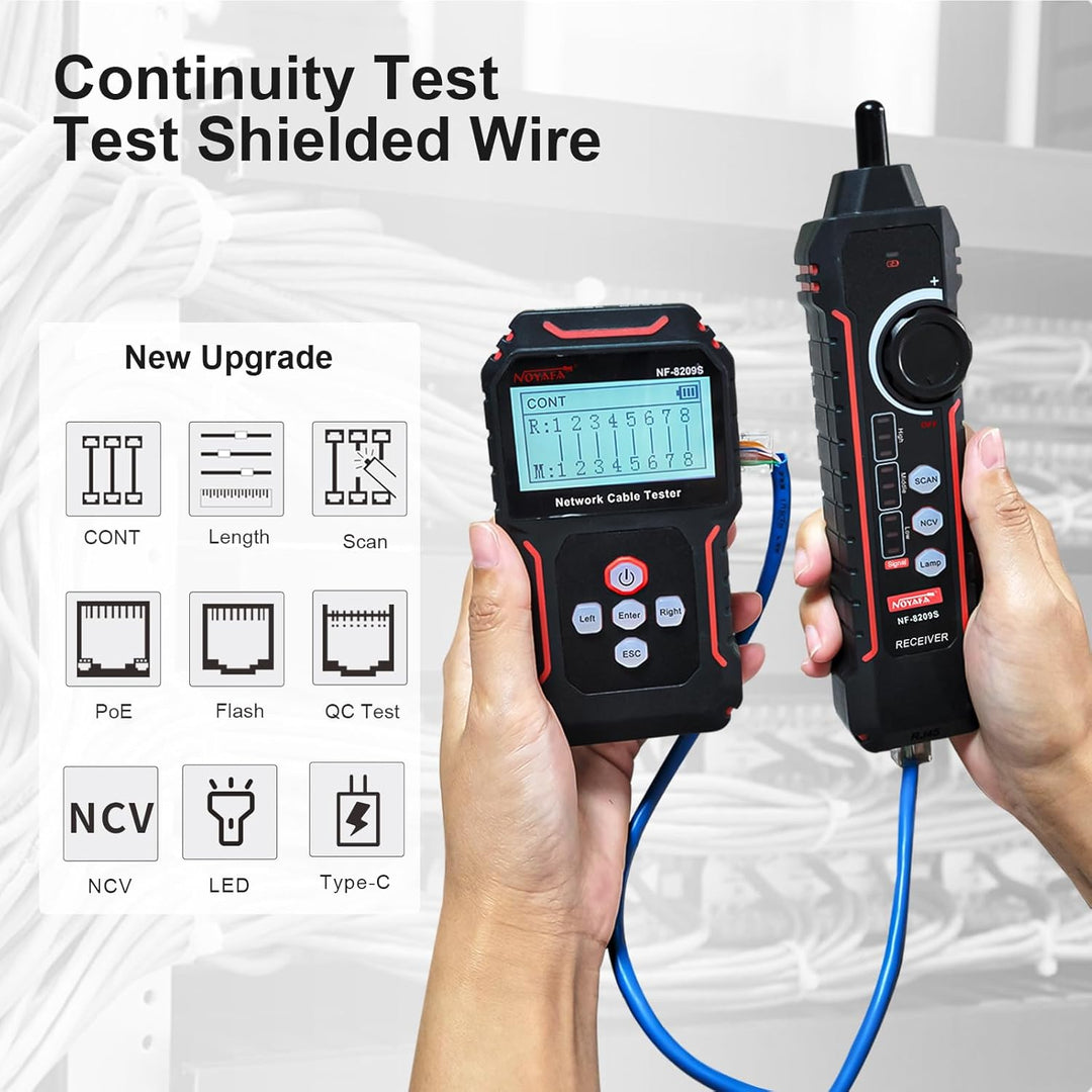 NOYAFA NF-8209S Upgrade Advanced Network Cable Tester mit PoE, Kabellängentest, Port blinken, Multif