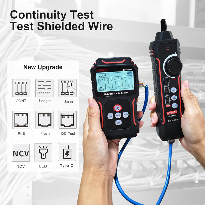 NOYAFA NF-8209S Upgrade Advanced Network Cable Tester mit PoE, Kabellängentest, Port blinken, Multif