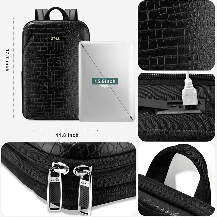 ZINZ Schlanker Laptop Rucksack 15,6 Zoll mit Variabler Kapazität, Diebstahlsicherer Business Tagesru