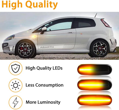 TECTICO Seitenblinker Seitenmarkierungsleuchter Lichtblinker Blinker Kompatibel mit ABARTH Punto Ide