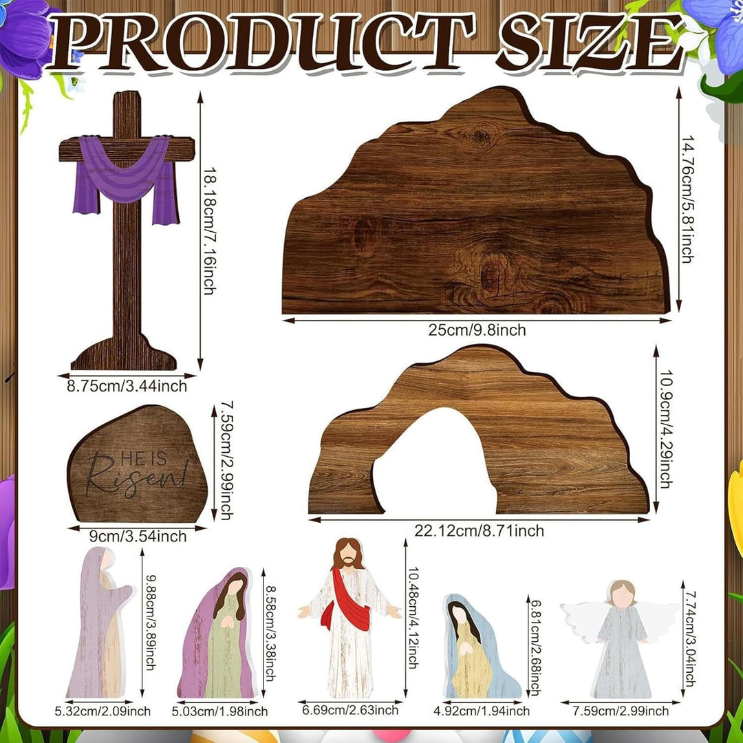 Krippen-Set aus Holz, rustikale religiöse Dekoration, handgefertigte Krippenfiguren für Innenbereich