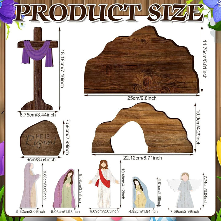 Krippen-Set aus Holz, rustikale religiöse Dekoration, handgefertigte Krippenfiguren für Innenbereich