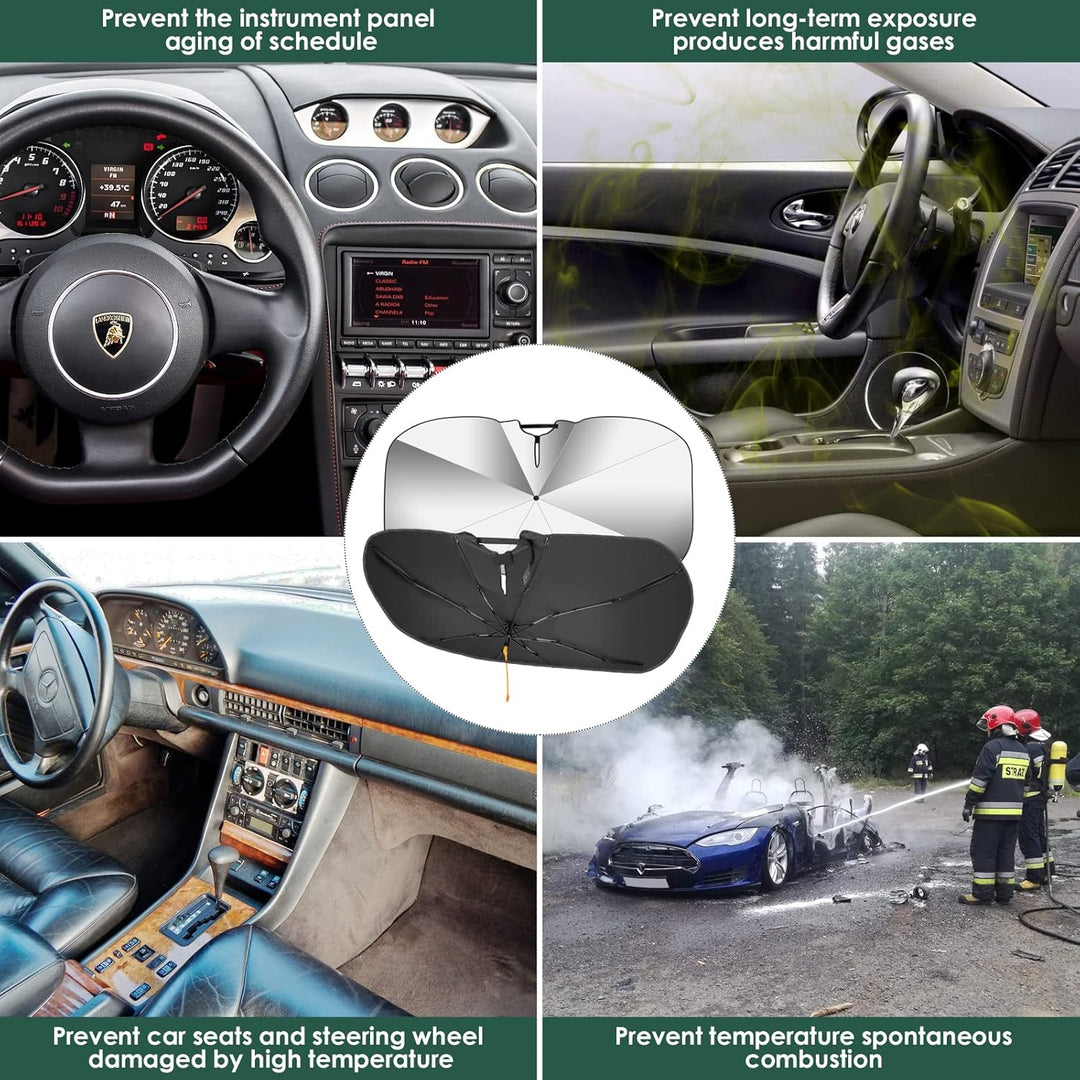 Auto Sonnenschirm für Frontscheibe Faltbarer mit 360° drehbare Stange-UV-Schutz Sonnenschutz Auto Fr