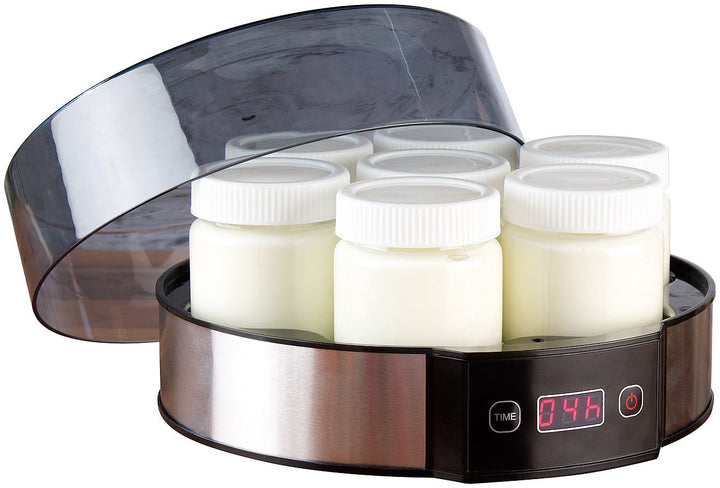 Rosenstein & Söhne Joghurtzubereiter: Joghurt-Maker mit Zeitschaltuhr, 7 Portionsgläser je 190 ml, 2
