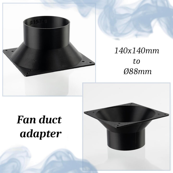 AERZETIX Quadratisch-Rund-Adapter für Luftstrom für Lüftungskanal 140x140 mm Ø88 mm aus ABS-Kunststo