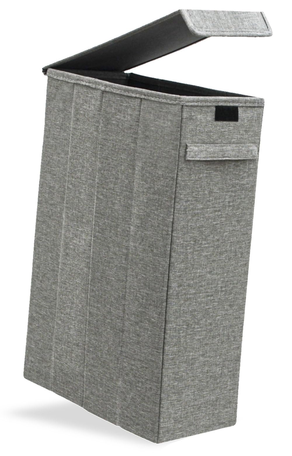 DuneDesign 20 cm Schmaler Wäschekorb mit Deckel - 50L Stabiler Holzrahmen - 20x40x60 Wäschesammler S