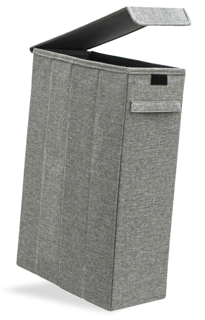 DuneDesign 20 cm Schmaler Wäschekorb mit Deckel - 50L Stabiler Holzrahmen - 20x40x60 Wäschesammler S