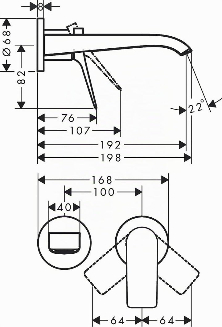 hansgrohe Vivenis - Waschtischarmatur Unterputz für Wandmontage mit Ablauf, Wasserhahn Bad mit Ausla