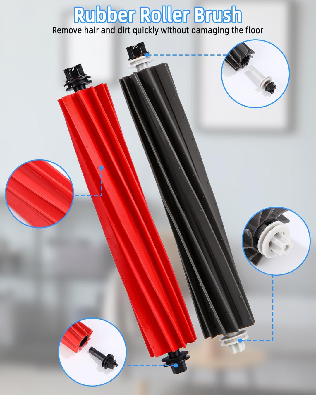Zubehörset für Roborock Q8 Max+/Q8 Max/Q5 Pro+/Q5 Pro Saugroboter, 2 Hauptbürste, 4 Hepa-Filter, 4 W