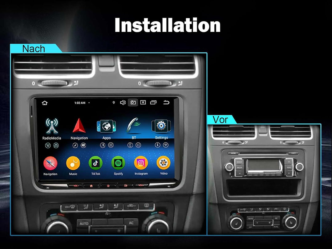 Erisin Android 14 Autoradio mit navi für VW Polo 6R Passat B6 B7 Golf 5/6 Touran T5 Tiguan Seat Skod