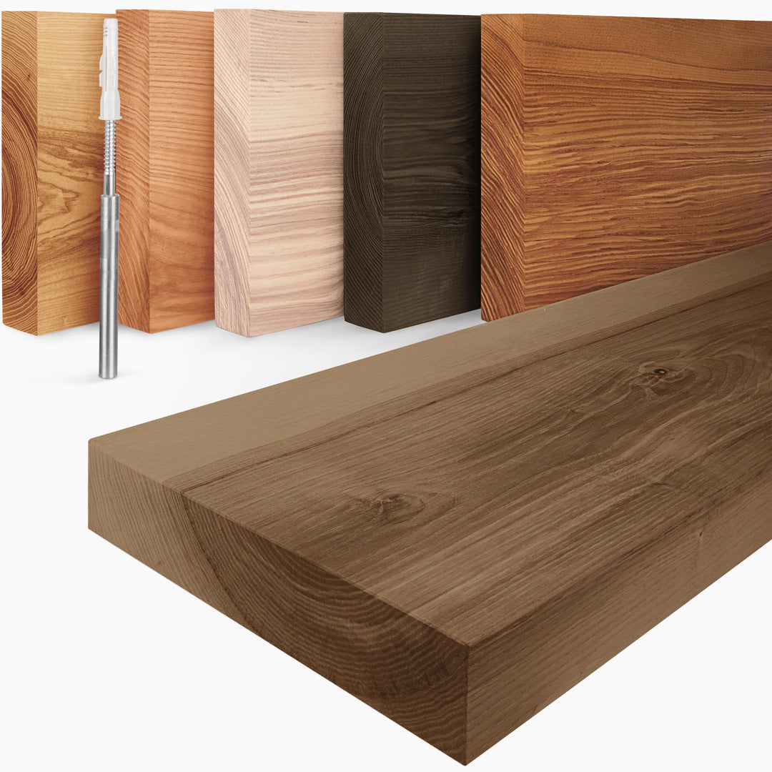LAMO Manufaktur Wandregal Holz Gerade | Regal Farbe: Nussbaum | Invisible: Schweberegal | 60 cm Invi