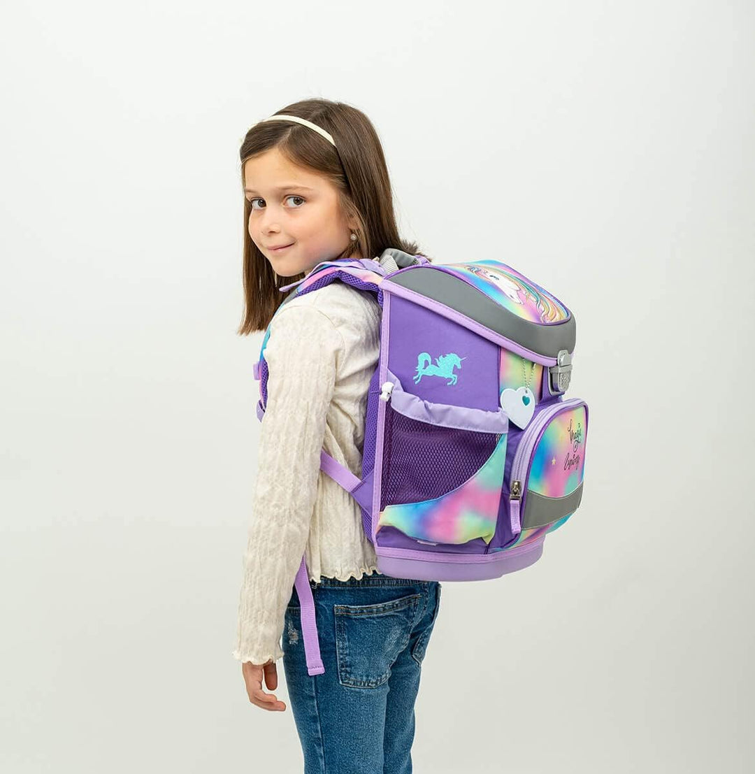 Belmil ergonomischer Schulranzen Set 4 -teilig für Mädchen 1, 2 Klasse Grundschule/Super Leicht 800-