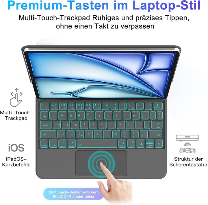 IVEOPPE Magic Tastatur mit hülle für iPad Air 11" (M3 2025/M2 2024) - Deutsches QWERTZ Layout Hinter