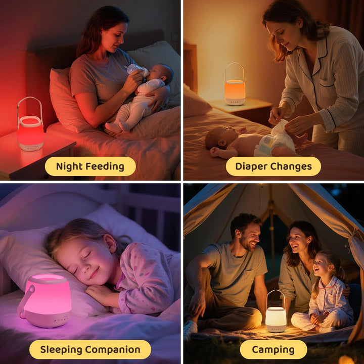 One Fire Nachtlicht Baby Stilllicht Dimmbar,12 White Noise Machine Baby Nachtlicht, 16 Farben+AUTO T