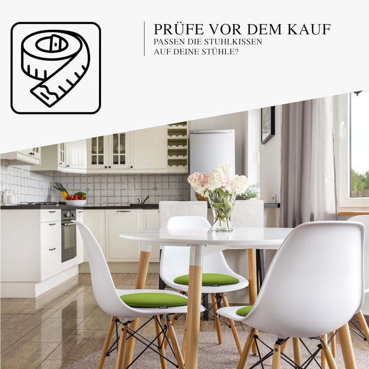 4er Set Stuhlkissen rund 33 cm - rutschfest &amp; Gemütlich - Sitzkissen Filz rund | für Stuhl, Bank, Ho