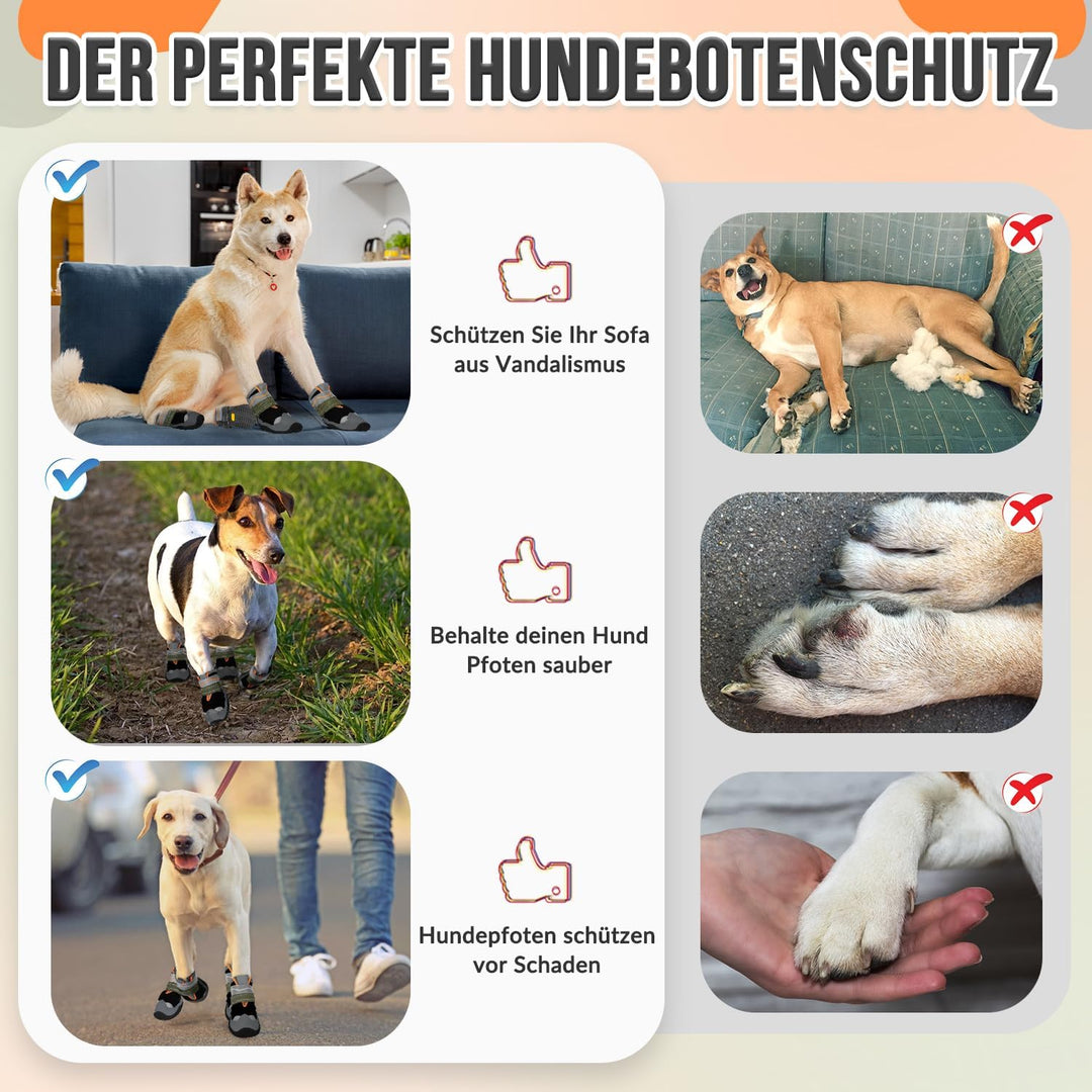 Eyein Hundeschuhe Pfotenschutz, 2 Stück Wasserabweisend Hundeschuhe mit Rutschfester Sohle und refle