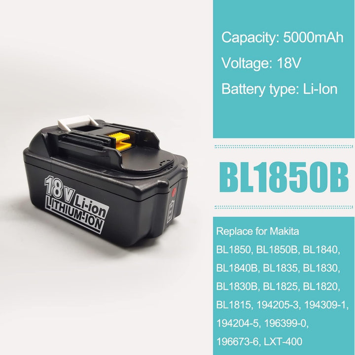 FengWings® 2X BL1850 BL1850B Akku 18V 5,0Ah mit Ladegerät DC18RC Ersetzen für Makita Radio BMR100 BM