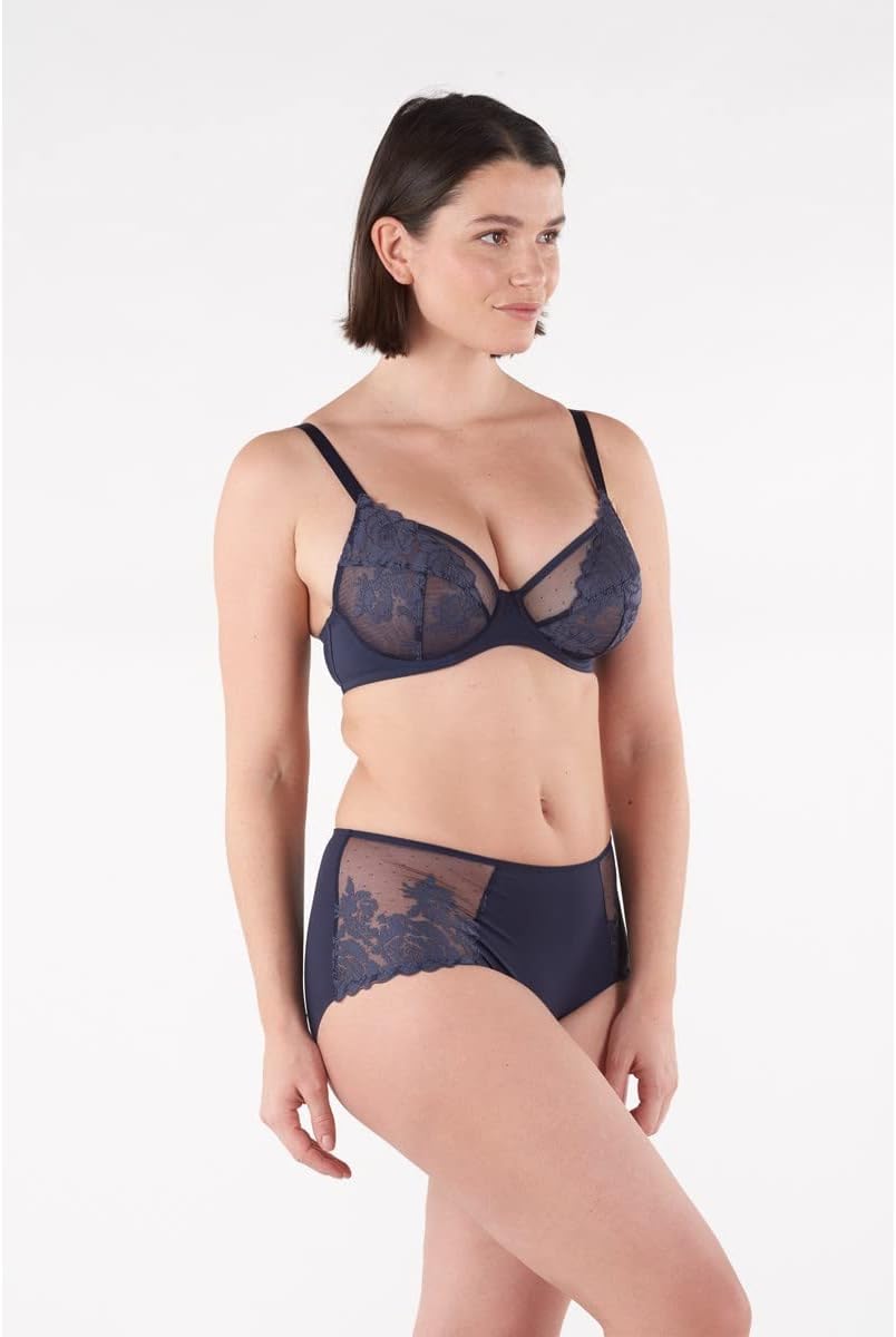 Maison Lejaby Damen Fleur Ikat BH 65E Marineblau, 65E Marineblau