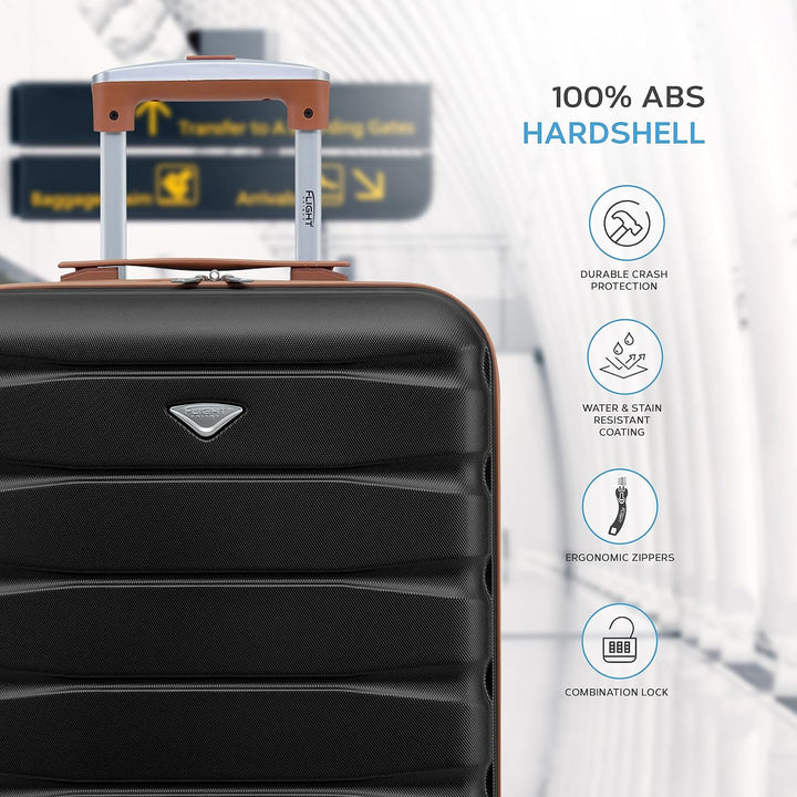 Flight Knight Leichte 4-Rad-ABS-Hartschalenkoffer Handgepack, zugelassen fur uber 60 Fluggesellschaf