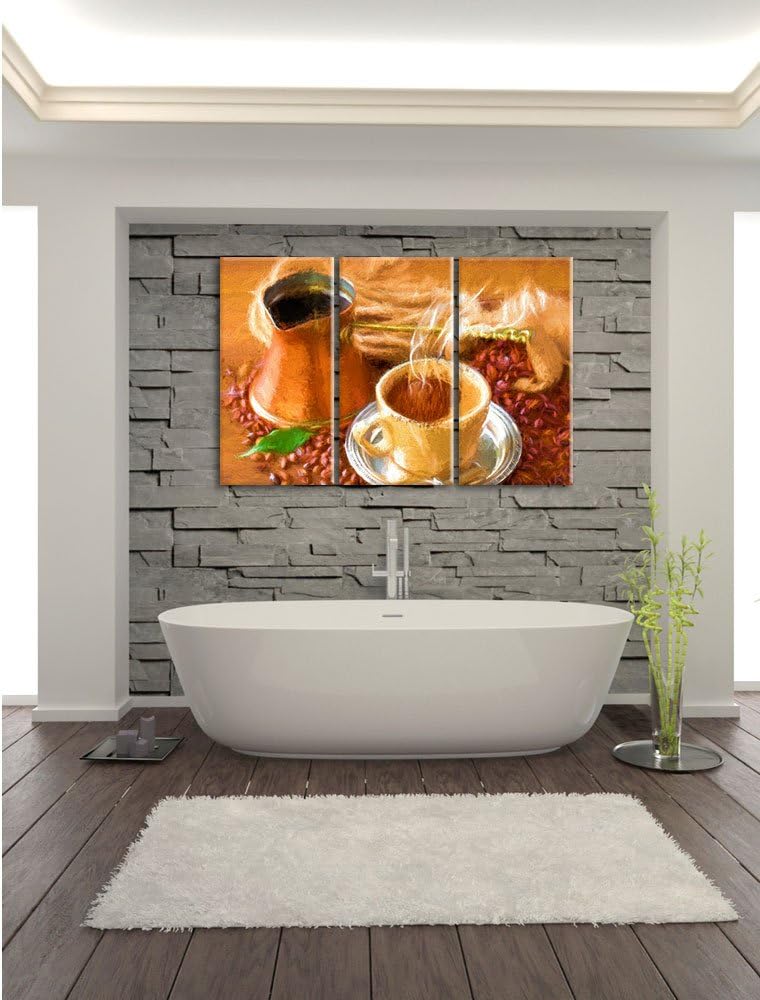 Pixxprint heisser Kaffee Bunstift Effekt 3-Teiler Leinwandbild 120x80 Bild auf Leinwand