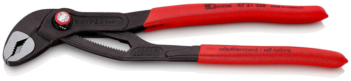 KNIPEX Cobra QuickSet, Wasserpumpenzange | Rohrzange, Chrom-Vanadium, atramentiert, 250 mm, 87 21 25