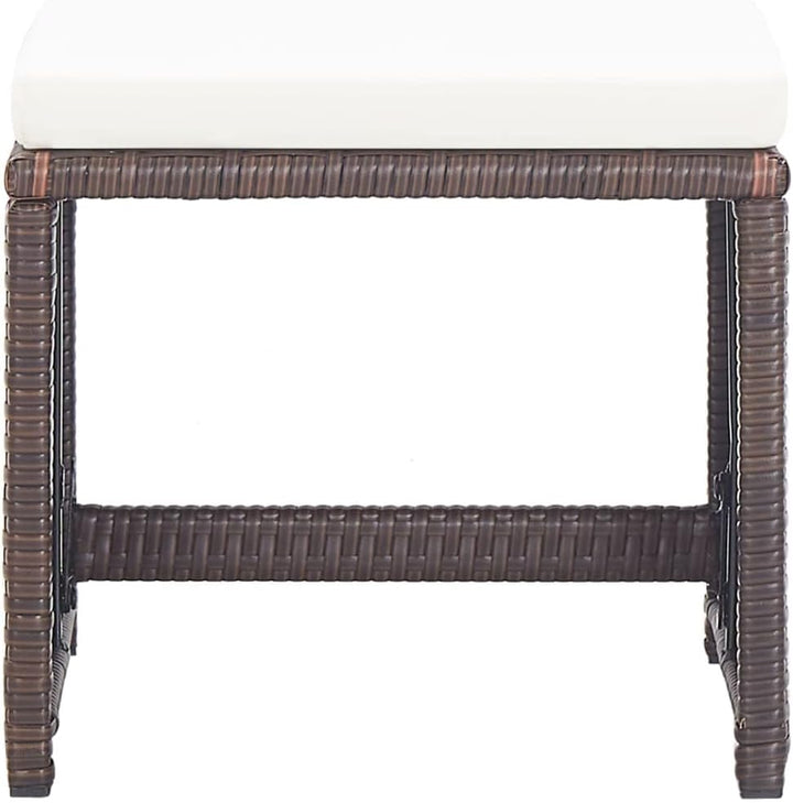 vidaXL 2X Gartenhocker mit Sitzkissen Sitzhocker Hocker Rattanhocker Gartenmöbel Fusshocker Garten B