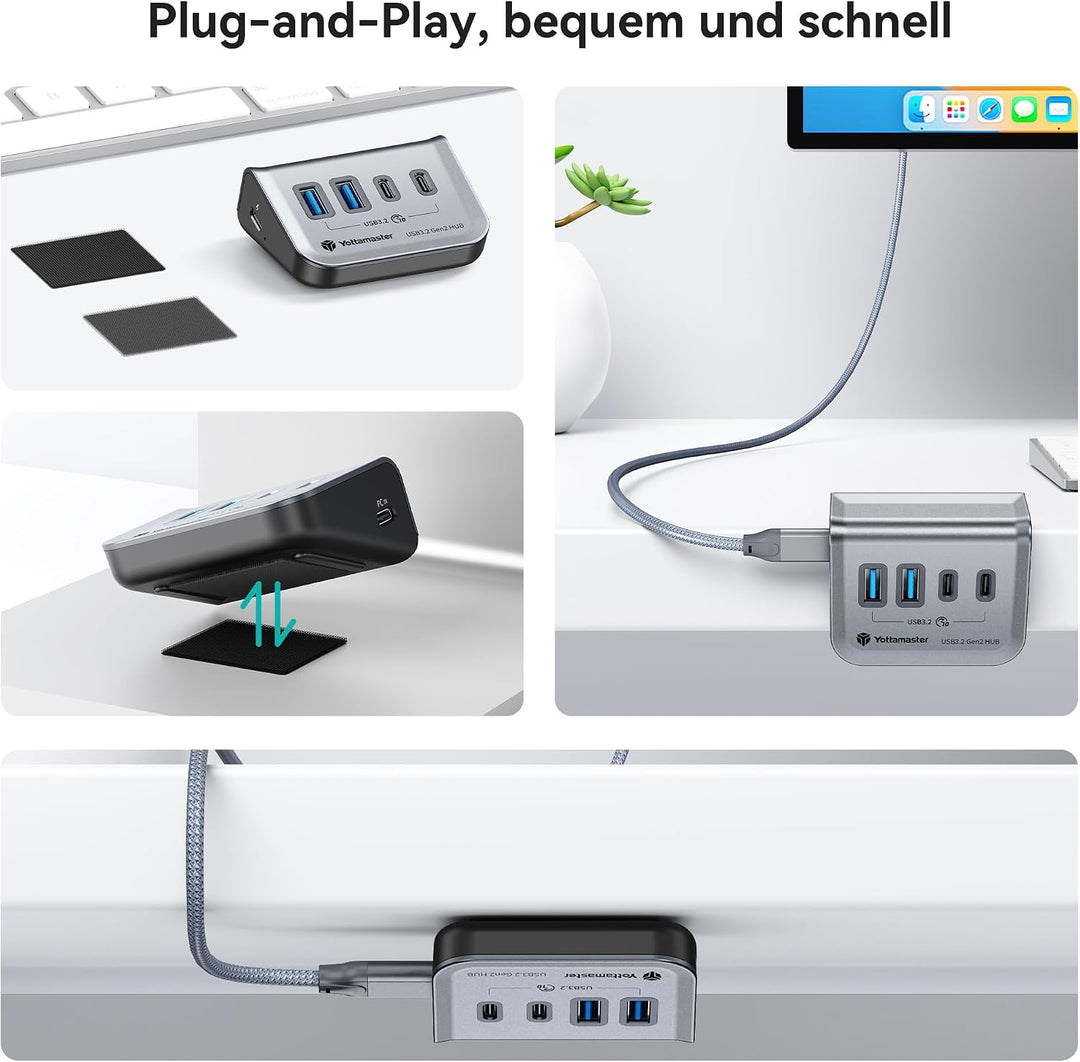 Yottamaster USB C Hub 10Gbps, 4-in-1 USB 3.2 Hub, 2 USB-A &amp; 2 USB-C Ports, USB C Verteiler mit 2-in-