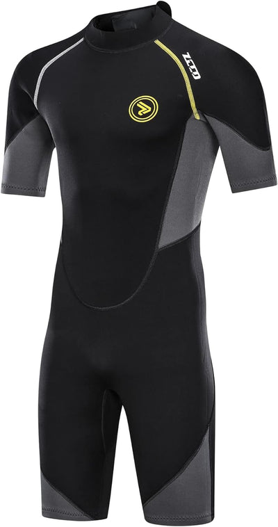 ZCCO Herren Shorty Neoprenanzüge 1,5 mm Premium Neopren-Reissverschluss Kurzarm zum Tauchen, Speerfi