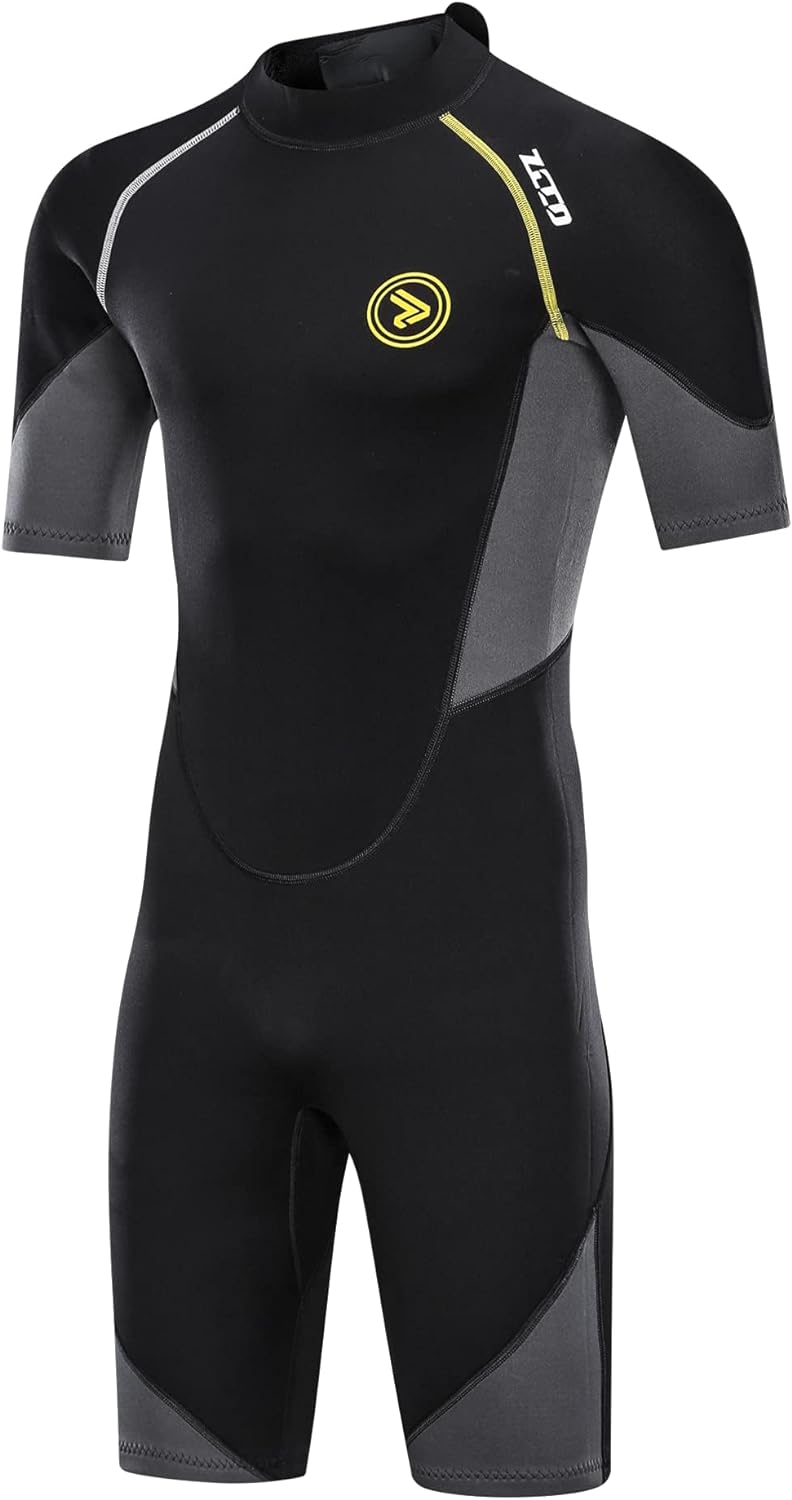 ZCCO Herren Shorty Neoprenanzüge 1,5 mm Premium Neopren-Reissverschluss Kurzarm zum Tauchen, Speerfi