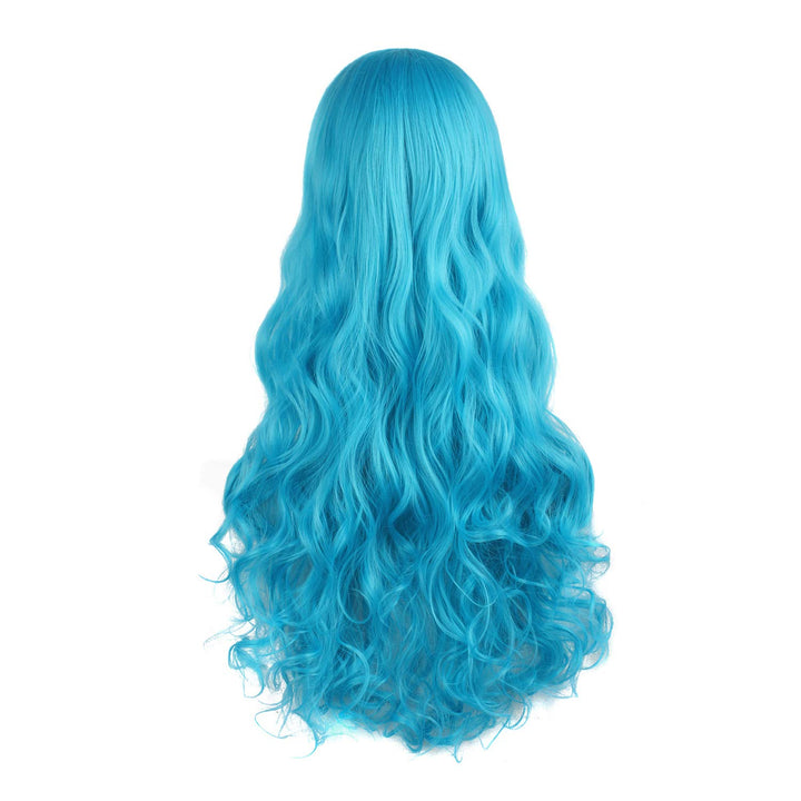 MapofBeauty Lolita lange lockige geheftet auf Pferdeschwanz Cosplay Perücke (Azurblau) 70 cm (1er Pa