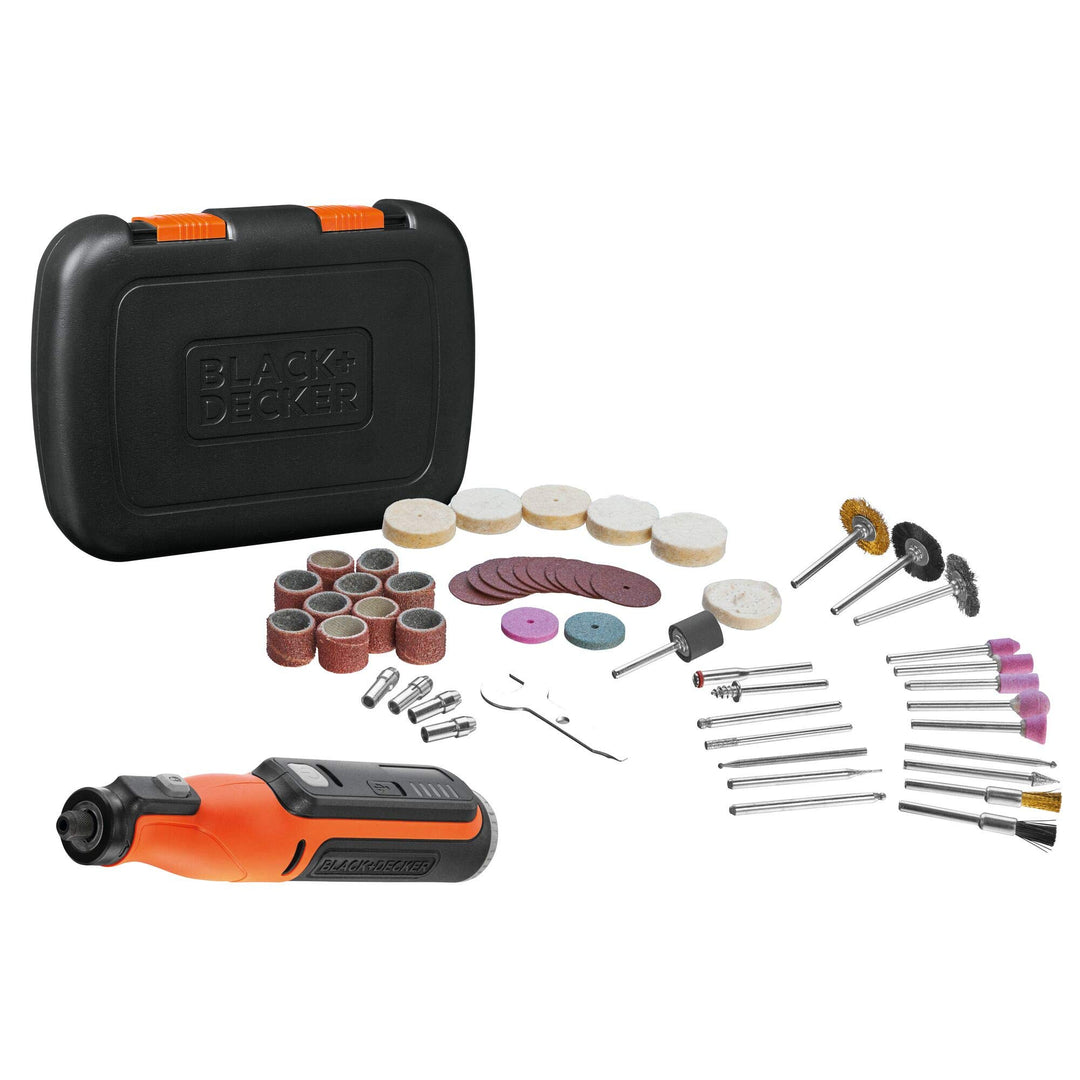 Black+Decker Akku-Multifunktionswerkzeug mit 52-tlg. Zubehör BCRT8IK (7.2V, 1.5Ah, Universal-Feinboh