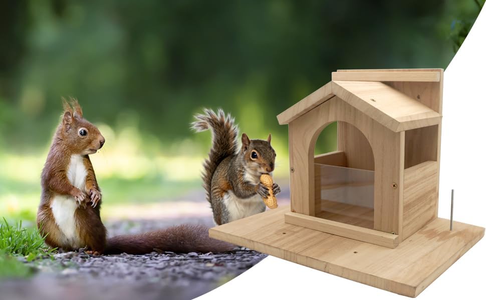 Eichhörnchen Futterautomat aus Holz, langlebige Streifenhörnchen Futterplattform mit grosser Kapazit