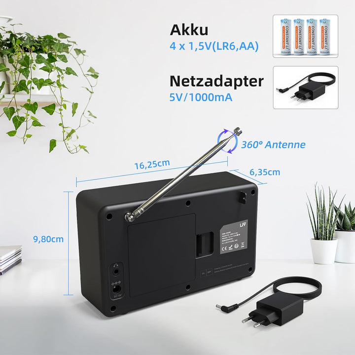 DAB Radio, LFF DAB Plus Radio, DAB Digitalradio, Digital Radio mit Bluetooth, Kleines Radio mit Netz