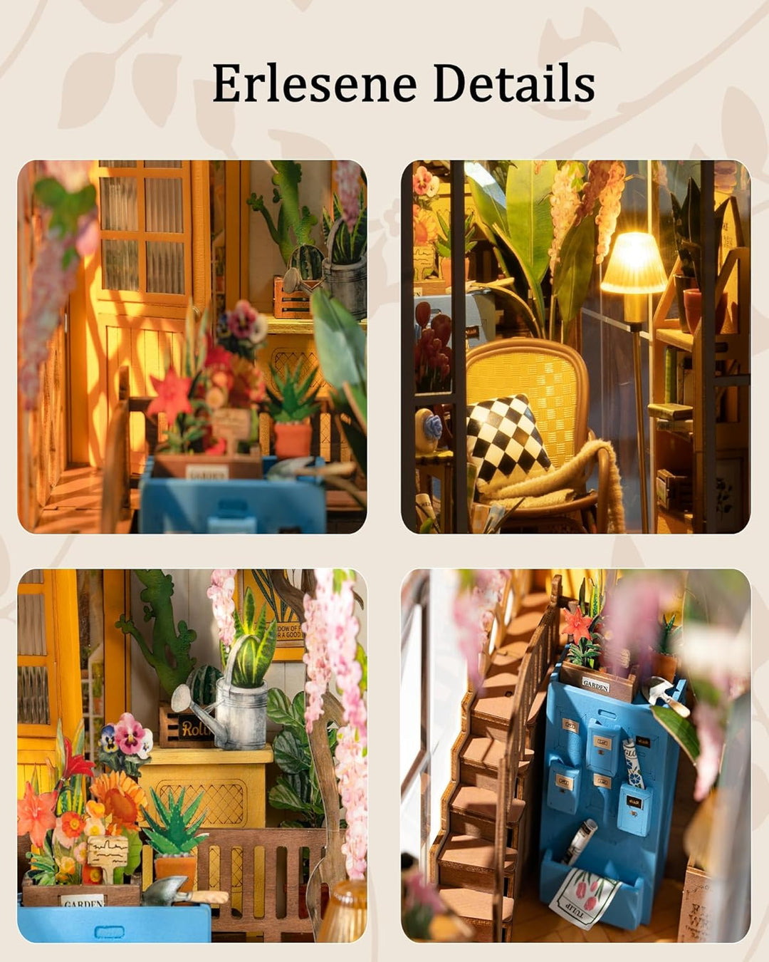 ROWOOD Book Nook Kit Gartenhaus, DIY Booknook Diorama Buchstütze Modellbausatz 3D Puzzle Aus Holz -