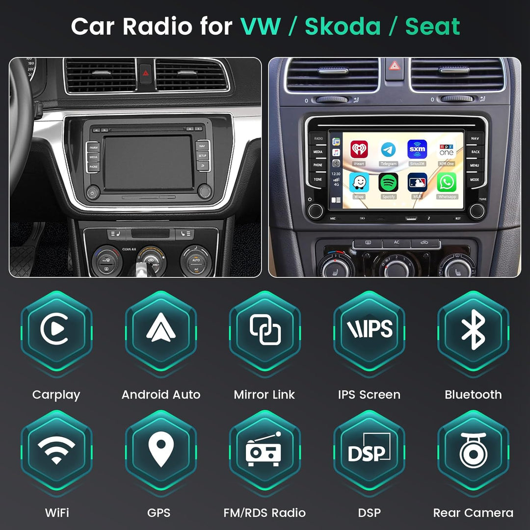 8 Core 6G+128G DSP Hikity Android Autoradio für VW Golf 5 6 Passat Tiguan Polo Caddy Seat, 7" Touchs