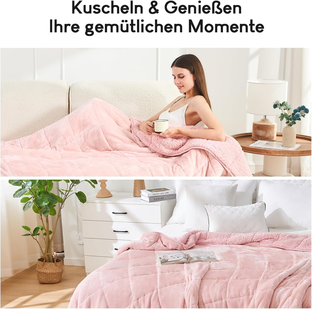 Cottonblue Gewichtsdecke 120x180cm 5.5kg- Sherpa Fleece Entspannungsdecke Erwachsene Zur Verbesserun