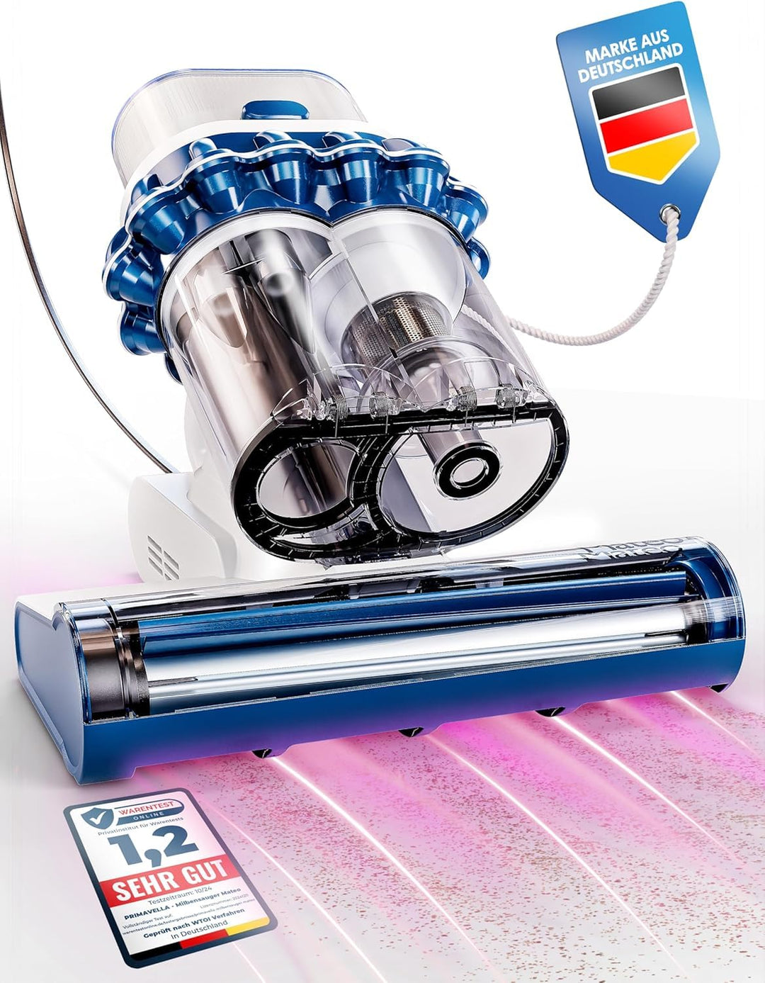 Milbensauger Mateo (Standard) - Matratzenreiniger mit UV-Licht – Entfernt 99,9% Aller Milben - Milbe