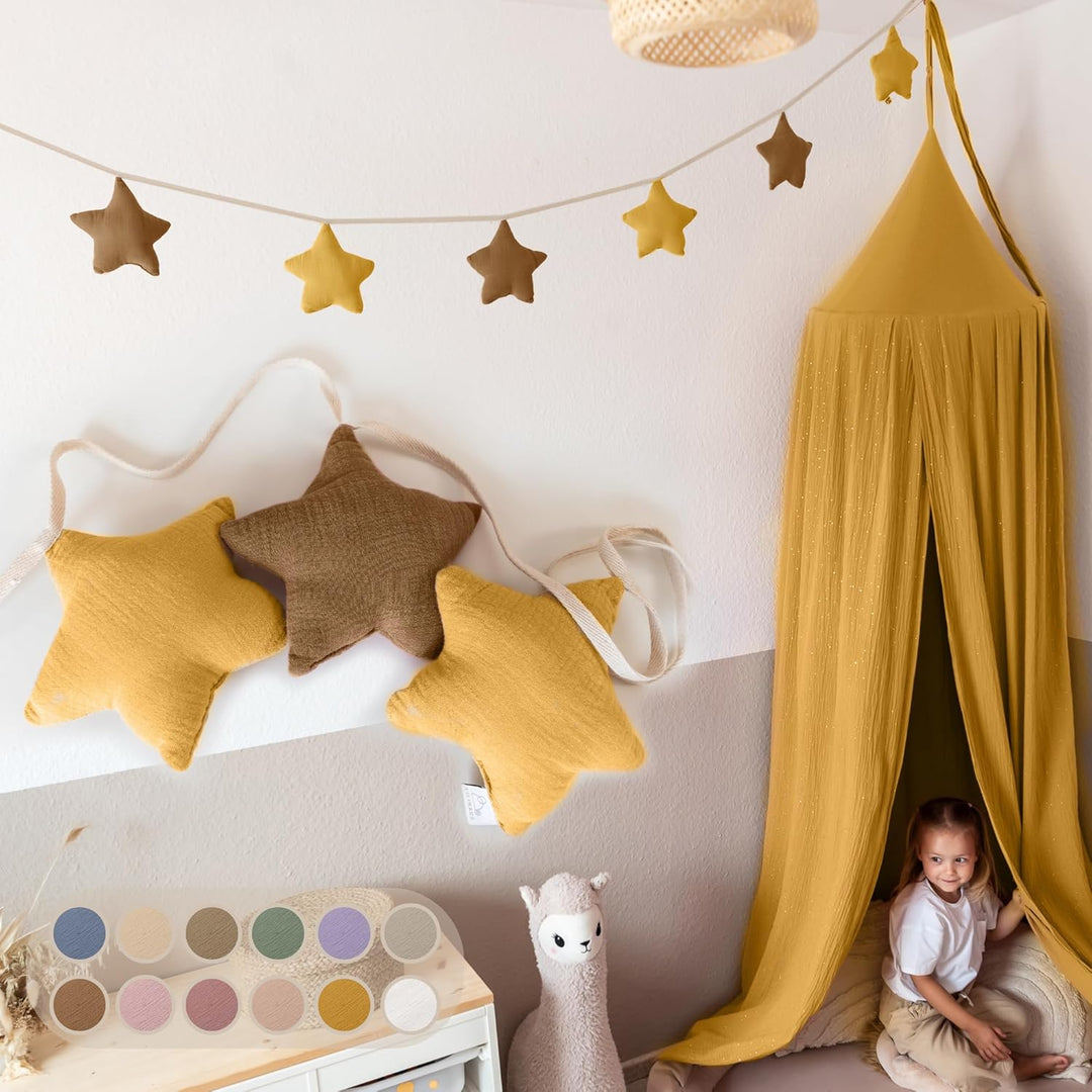 lilimaus Sternen Wimpelkette Stoff - Wimpelkette Kinderzimmer - 100% Baumwolle Handmade Girlande Sto