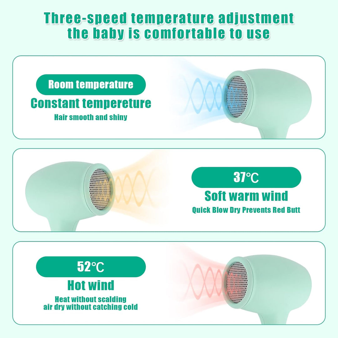 Lotvic Kinderfön, 550W Miniföhn für Mädchen, Föhn für Kinder, Kinder Föhn mit 3 Temperatur, Reiseföh