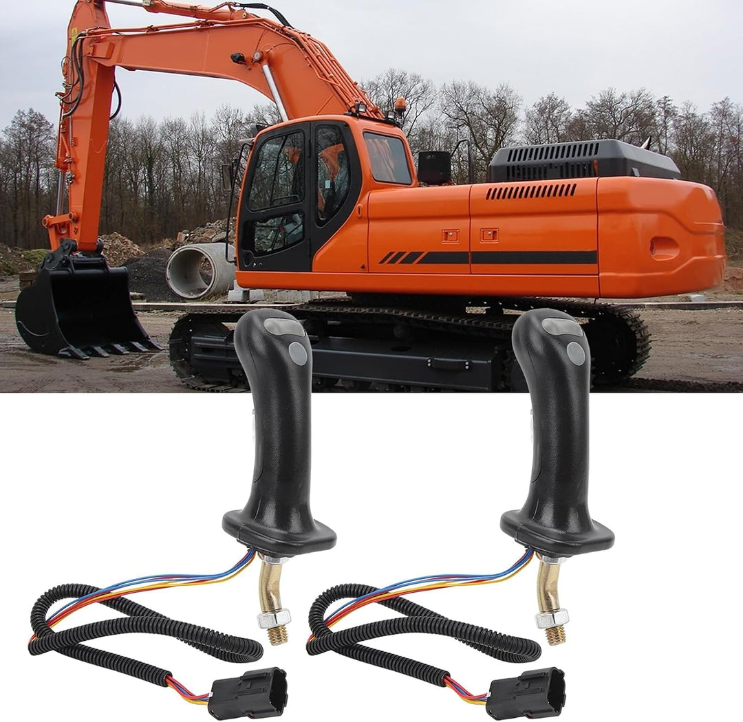 3-Tasten-Bagger-Joystick-Griffe, 2 Stück, Schwarz, 6-polig, ABS-Aluminiumlegierung, Verschleissfest,