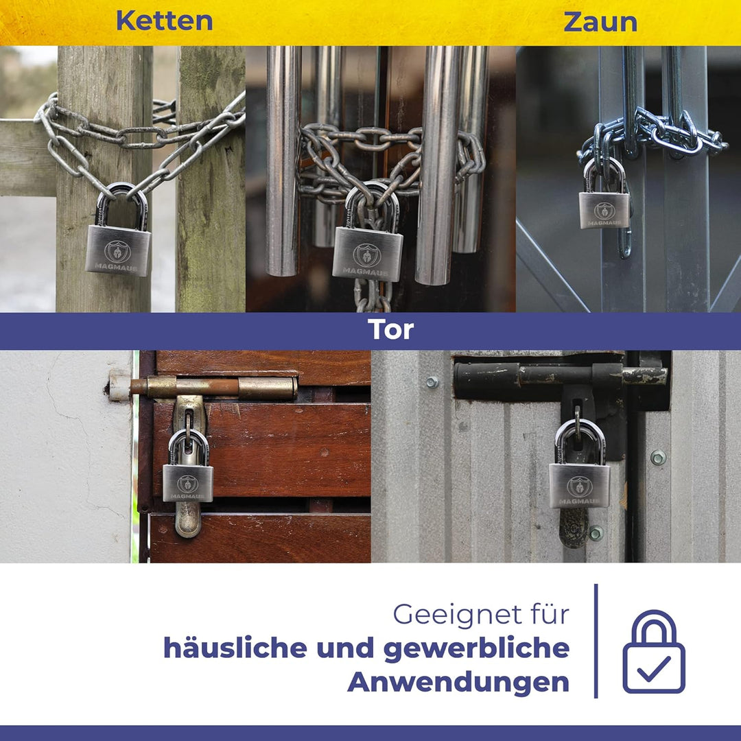 Magmaus® PDL/50 [Nicht Rostend] Schweres Vorhängeschloss für den Aussenbereich wetterfest - [10mm An