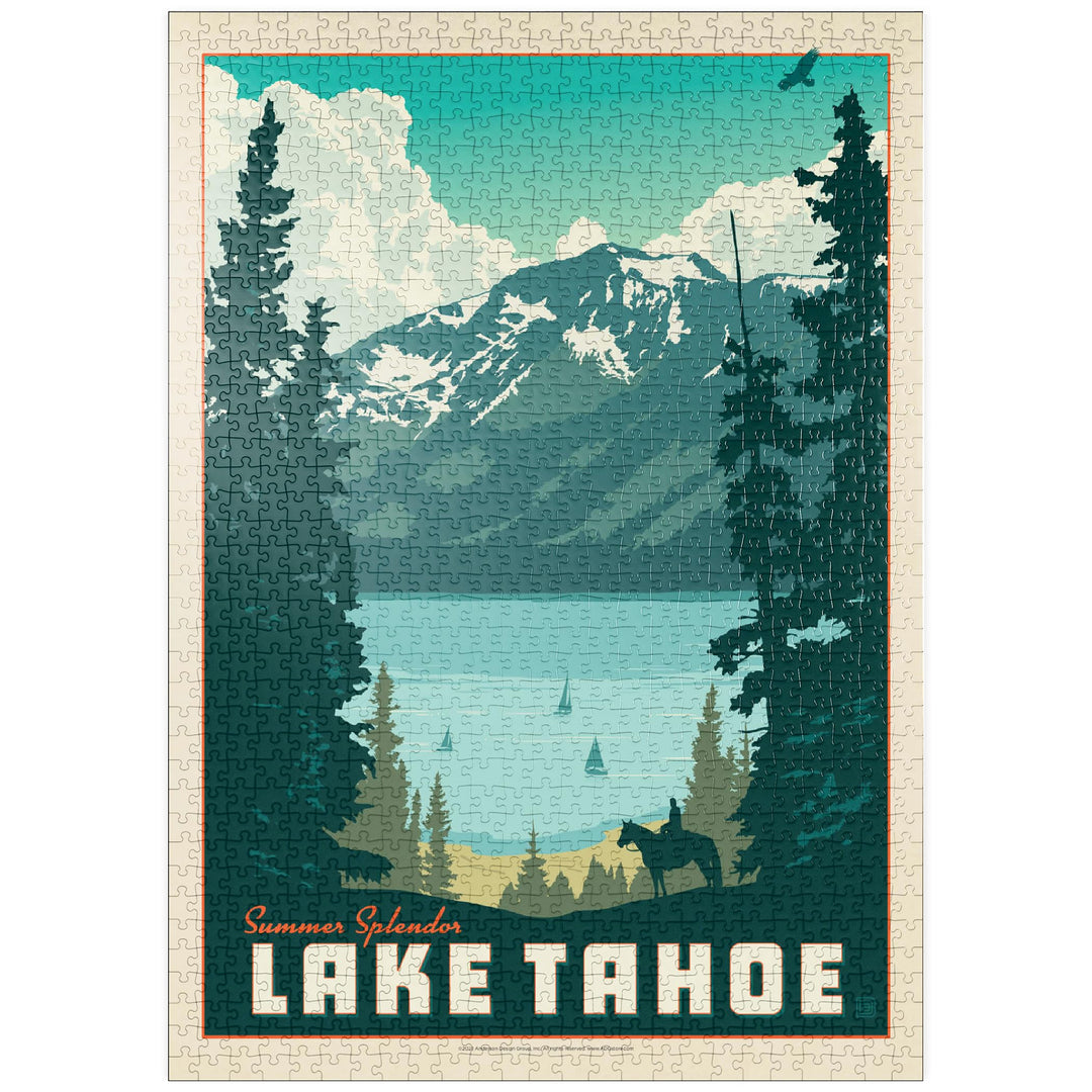 Lake Tahoe: Tahoe Summer, Vintage Poster - Premium 1000 Teile Puzzle - MyPuzzle Sonderkollektion von