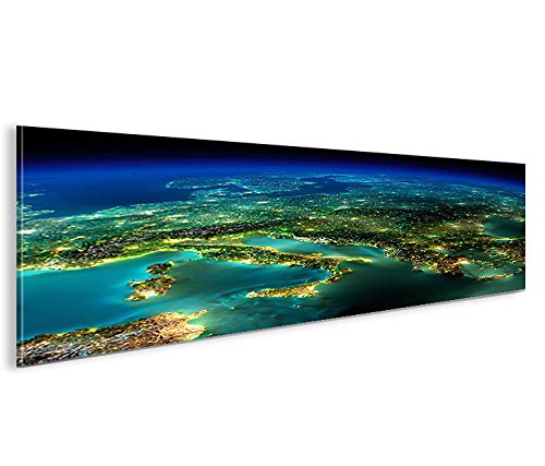 islandburner Bild Bilder auf Leinwand Europa vom Weltall V2 Panorama XXL Poster Leinwandbild Wandbil