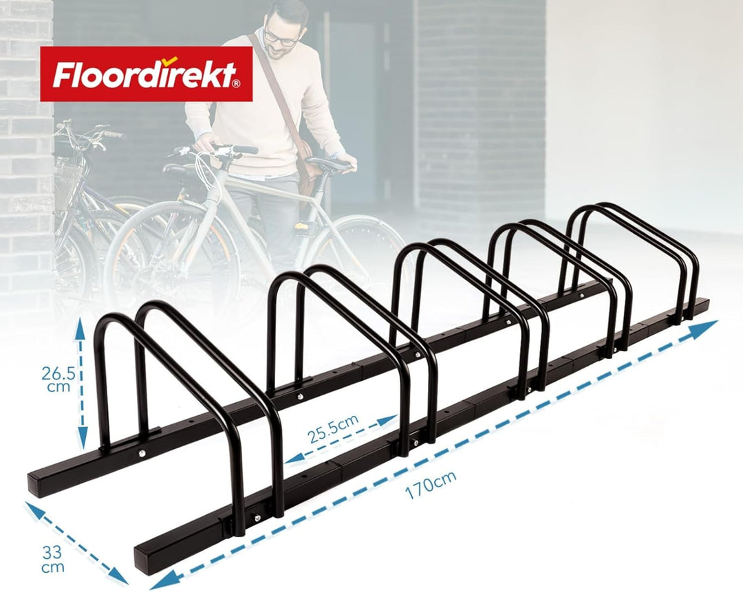 Floordirekt Fahrradständer für 5 Fahrräder mit Reifenbreiten bis 55 mm Eisen Fahrradhalter Aufstells
