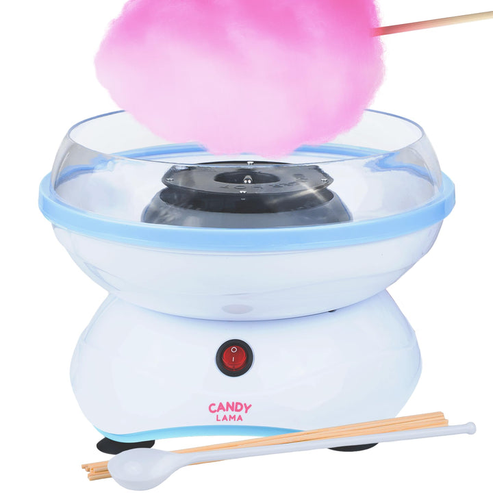 CANDY LAMA Zuckerwattemaschine für Zuhause | Cotton Candy Machine mit Stäbchen und Messlöffel | Zuck