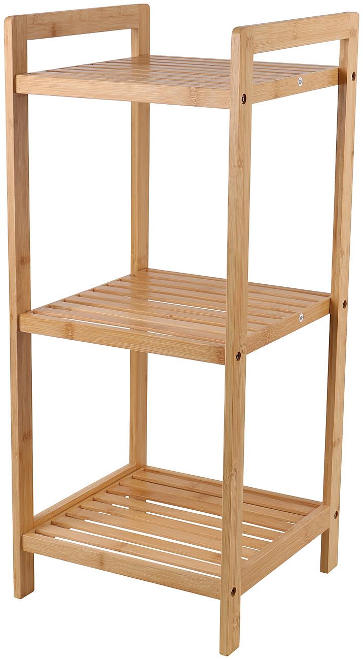 Rosenstein & Söhne Badregal: Bambus-Standregal mit 3 Ablagen, 30 x 30 x 70 cm, Bambus (Bambusregal,