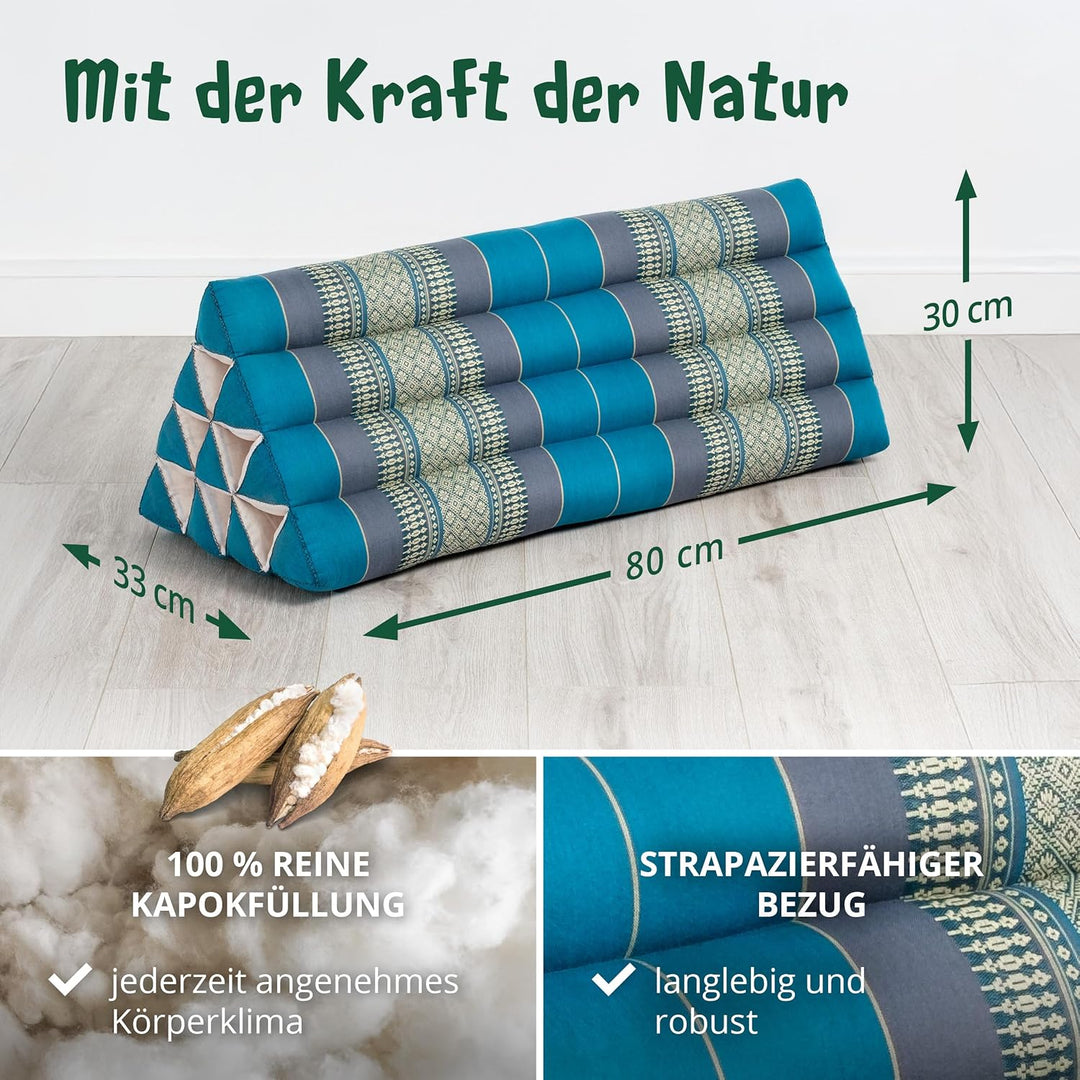 livasia Rückenstützkissen breit für Paare, Dreieckskissen für Garten und Balkon, Keilkissen mit Kapo