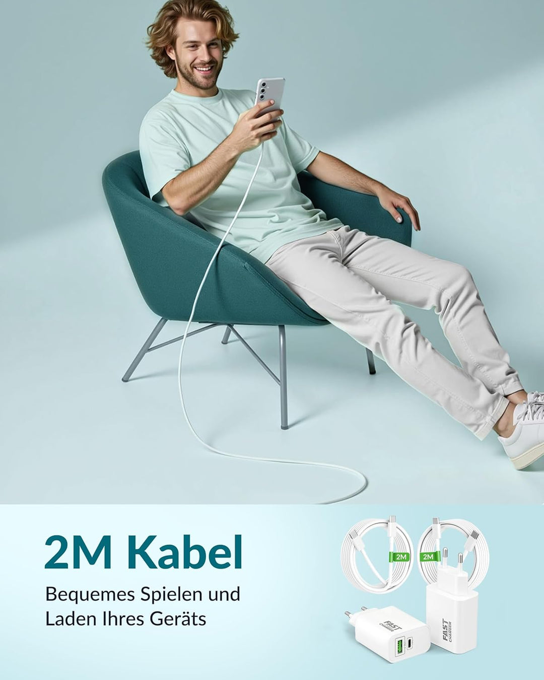 45W 2Port Schnellladegerät mit USB C Ladekabel für Samsung Galaxy S25 S24 S23 S22 Ultra 5G A56 A55 A
