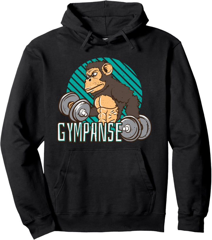 Gympanse Schimpanse Fitnessstudio Gym Hometraining Pullover Hoodie