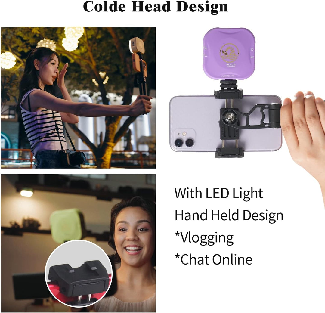 IFOOTAGE Handlicher Stativ-Adapter,Silicagel-Telefonclip mit Kaltschuhkopf für LED-Blitz,Monitor,Mik